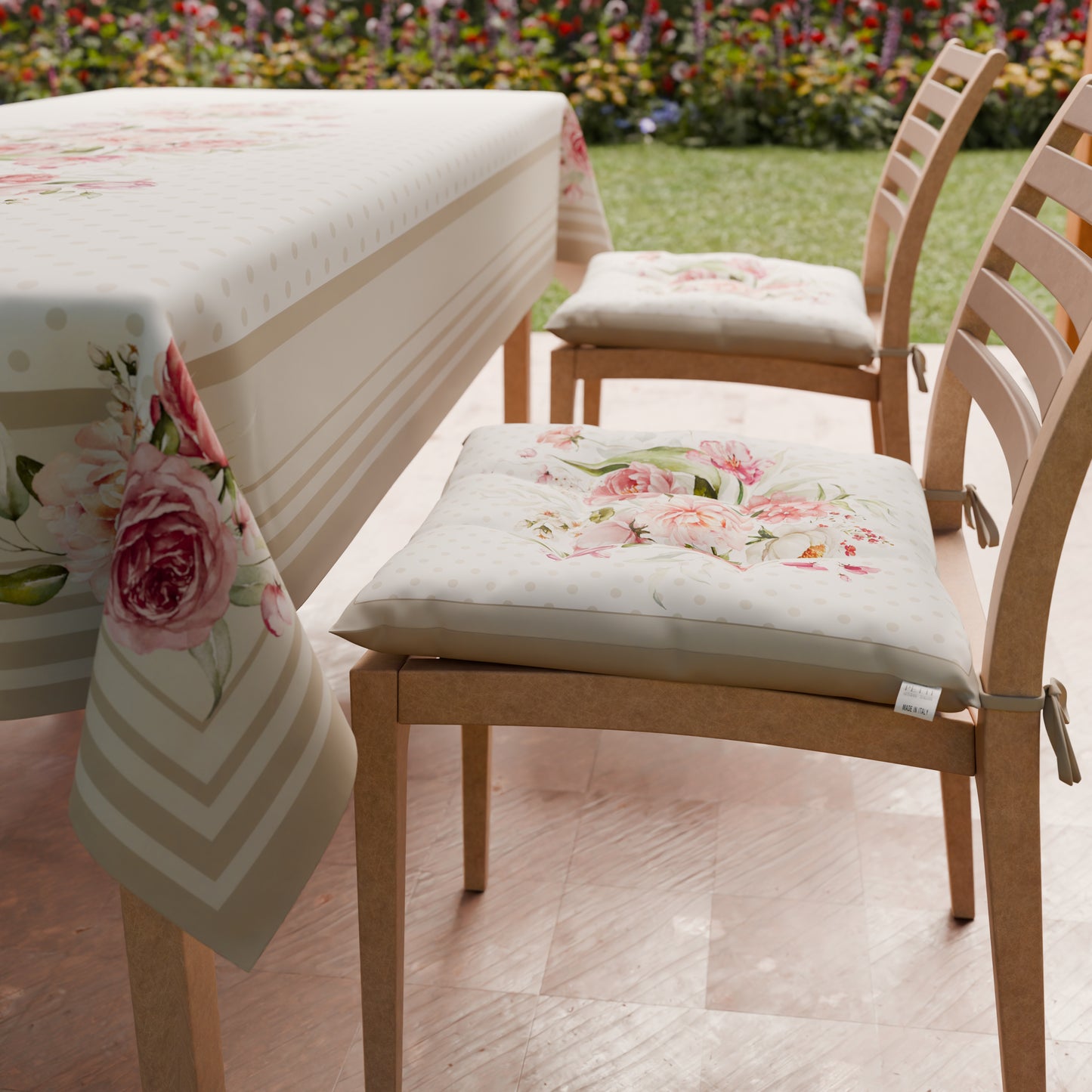 Cuscini per Sedie Coprisedia 6 Pezzi Shabby Pois Beige