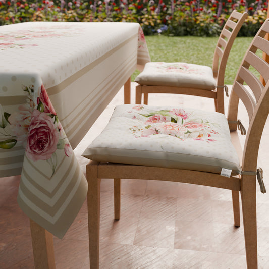 Cuscini per Sedie Coprisedia 6 Pezzi Shabby Pois Beige