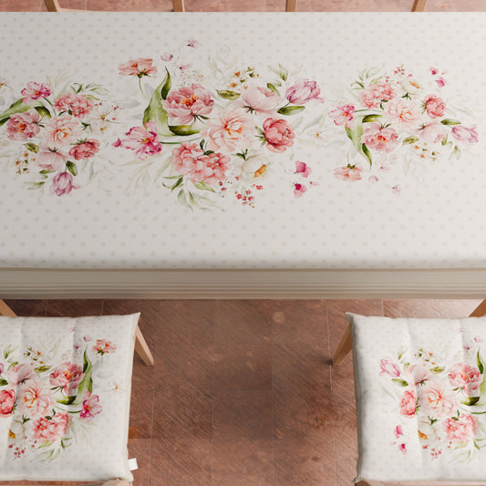 Cuscini per Sedie Coprisedia 6 Pezzi Shabby Pois Beige