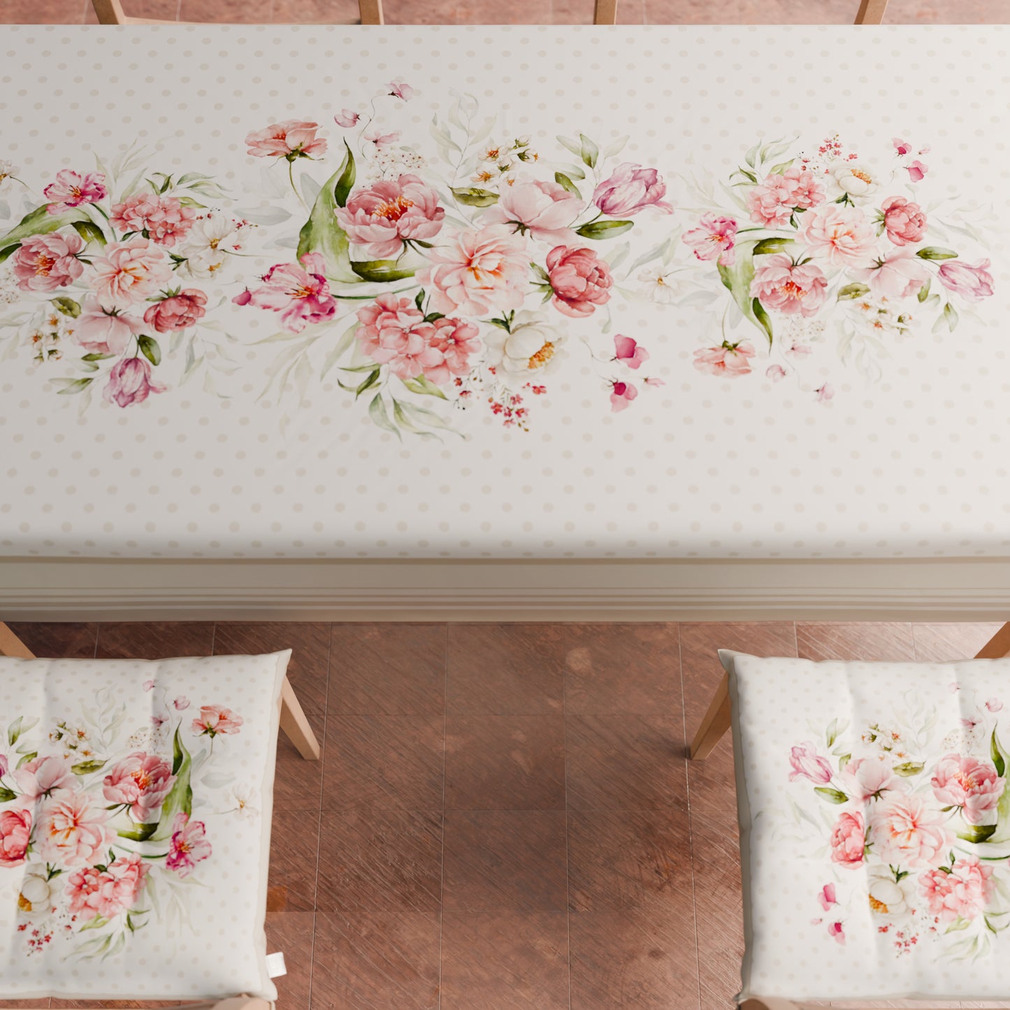 Cuscini per Sedie Coprisedia 6 Pezzi Shabby Pois Cipria