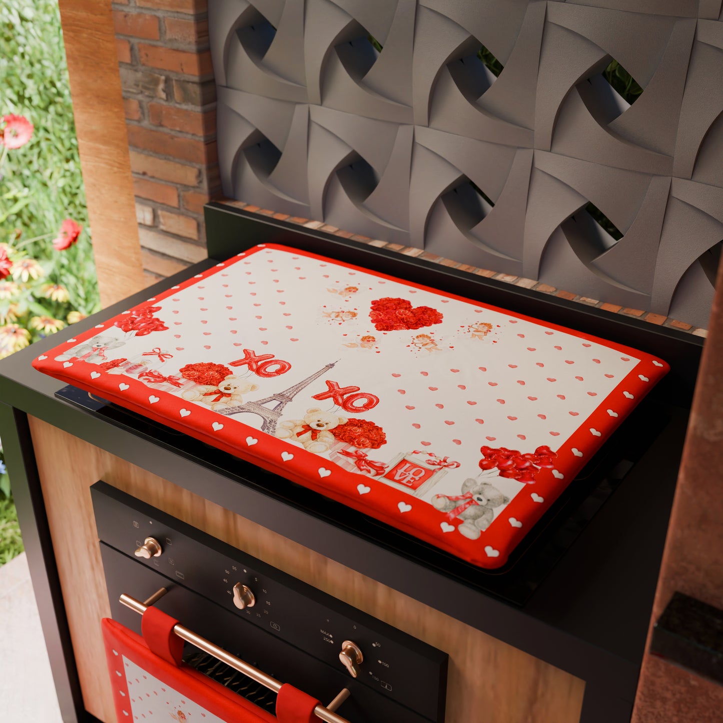 Housse de plaque de cuisson pour Saint-Valentin en impression numérique Amour