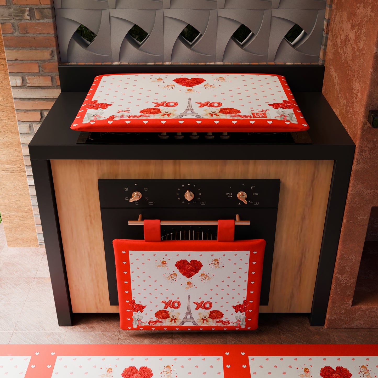 Housse de plaque de cuisson pour Saint-Valentin en impression numérique Amour