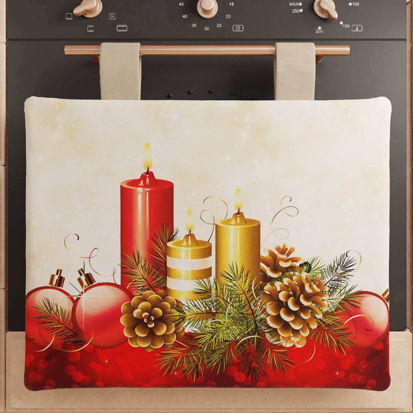 Housse de four de Noël pour cuisine en impression numérique Bougies