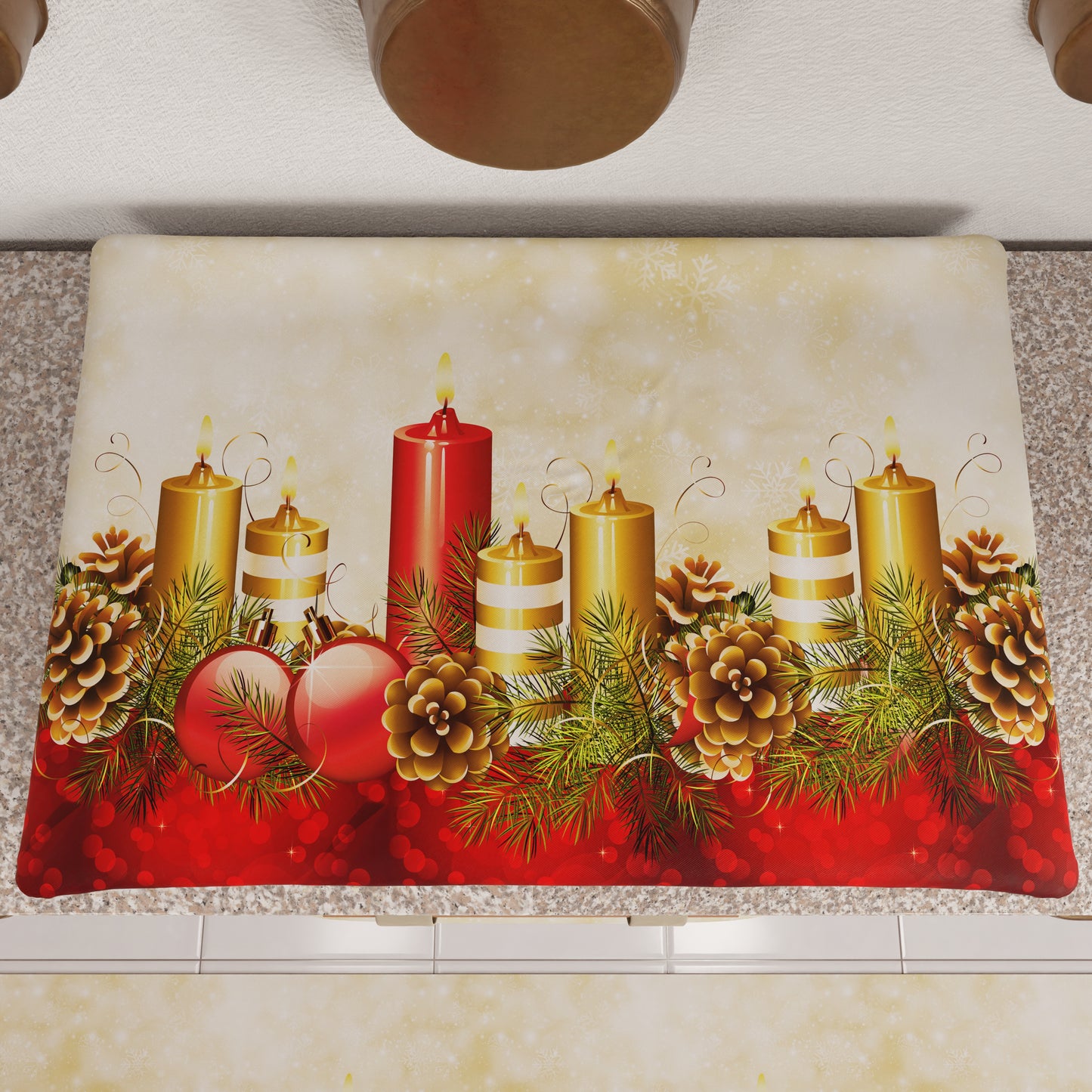 Housse de plaque de cuisson de Noël pour cuisine en impression numérique Bougies