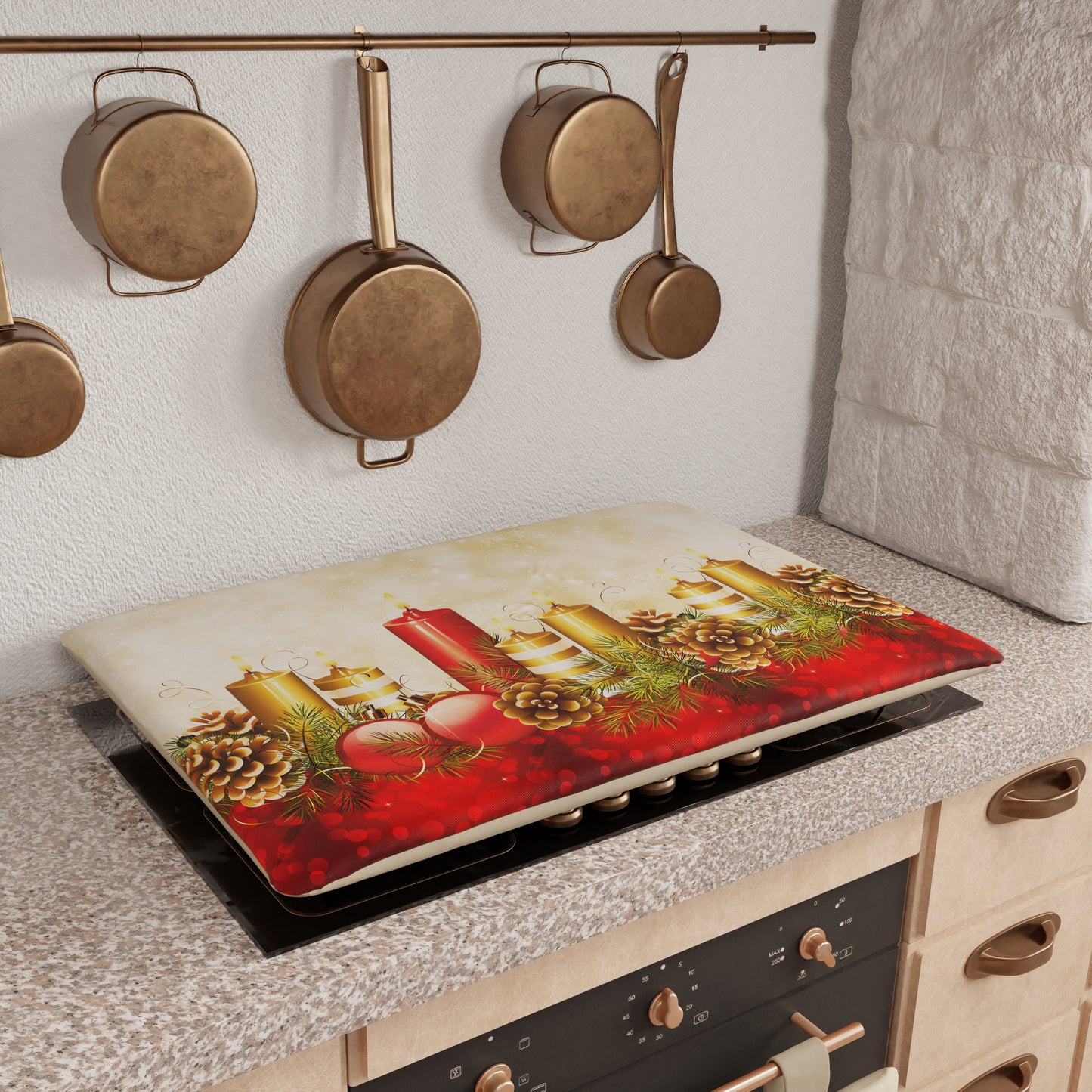Housse de plaque de cuisson de Noël pour cuisine en impression numérique Bougies