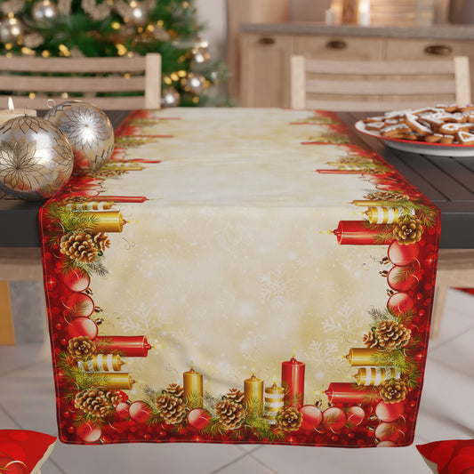Chemin de Table de Noël, Nappe Chemin de Noël, Chemin de Cuisine Bougies