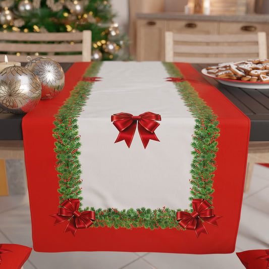 Chemin de table de Noël, chemin de table de Noël, nappe chemin de table de Noël, chemin de table de cuisine Noeud Rouge