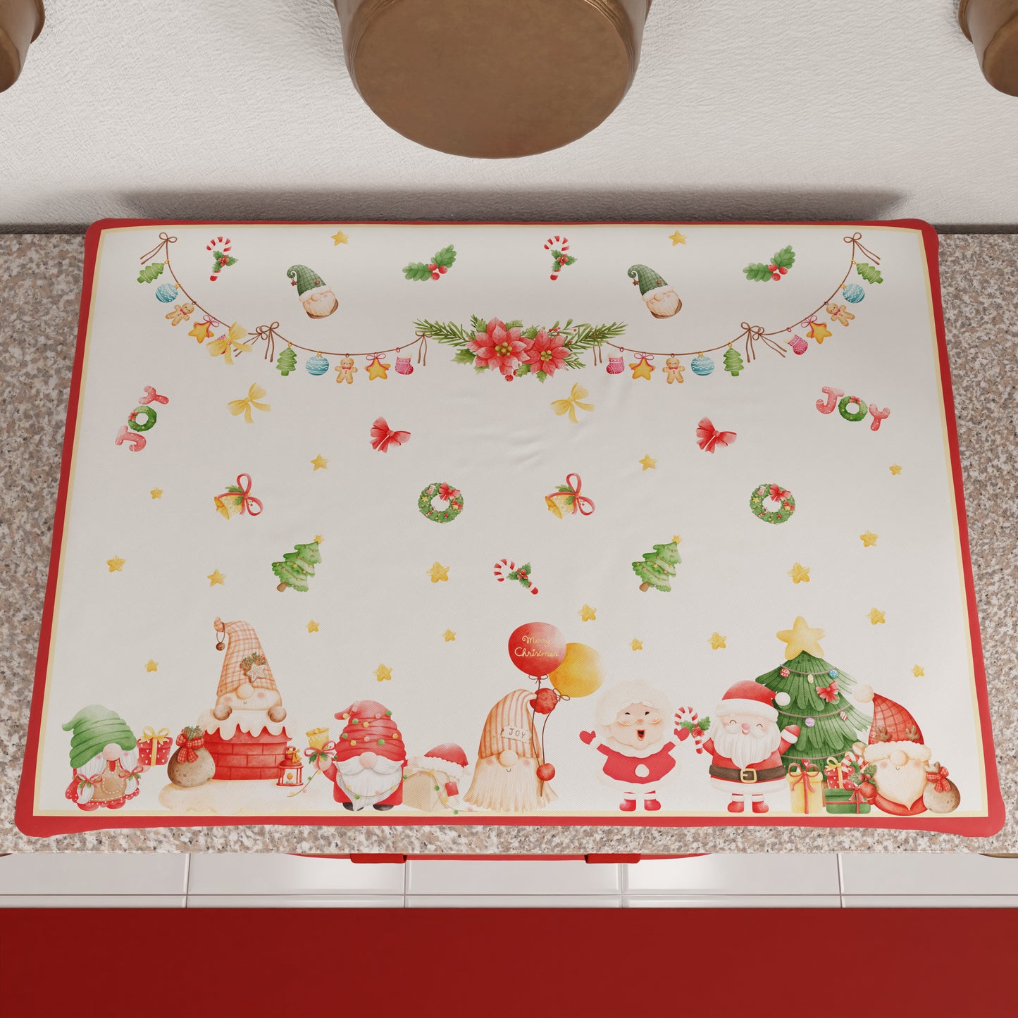 Housse de plaque de cuisson de Noël pour cuisine en impression numérique Gnome