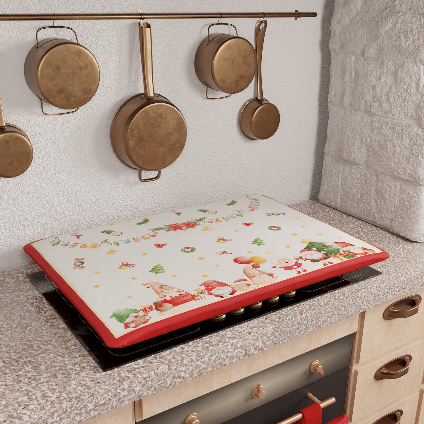 Housse de plaque de cuisson de Noël pour cuisine en impression numérique Gnome