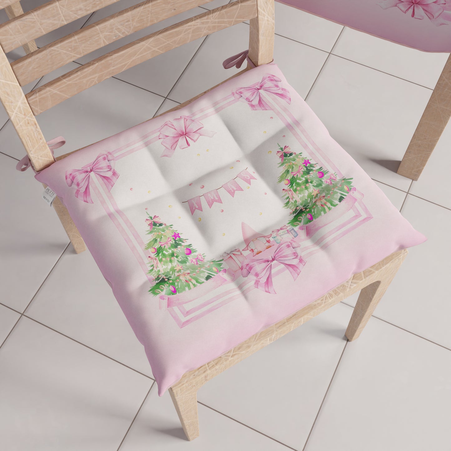 Coussins de chaise de Noël Housses de chaise de Noël 6 pièces Gnome Rose