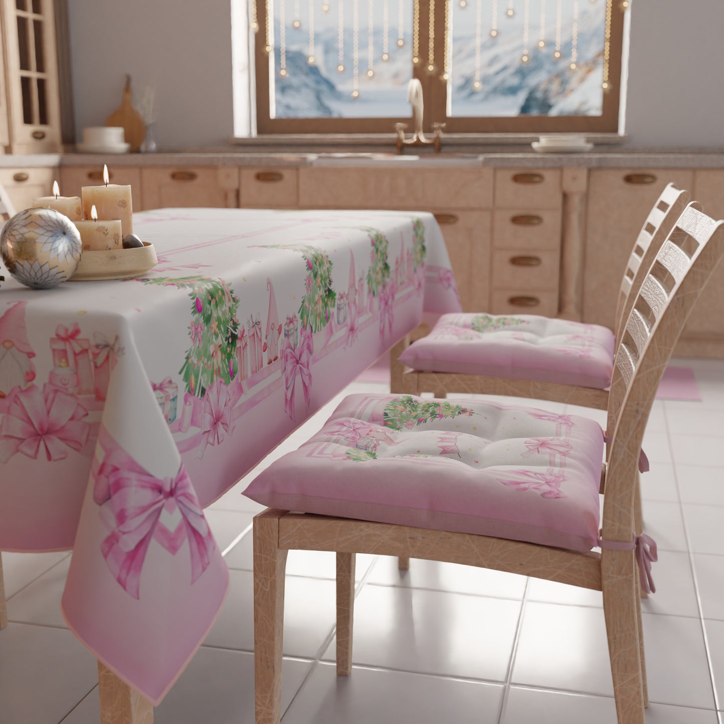 Coussins de chaise de Noël Housses de chaise de Noël 6 pièces Gnome Rose