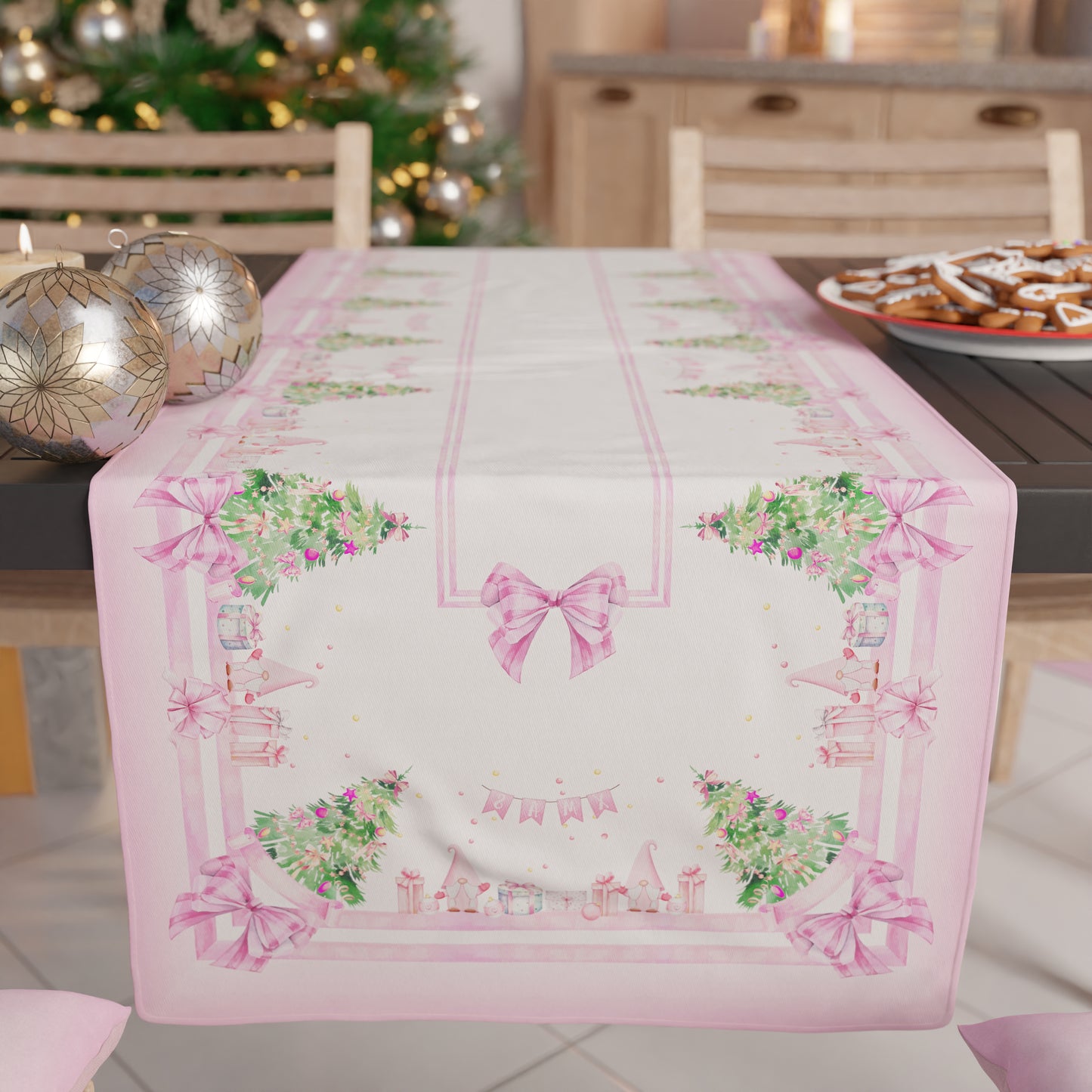 Chemin de table de Noël, chemin de table de Noël, nappe chemin de table de Noël, chemin de table de cuisine Gnome Rose