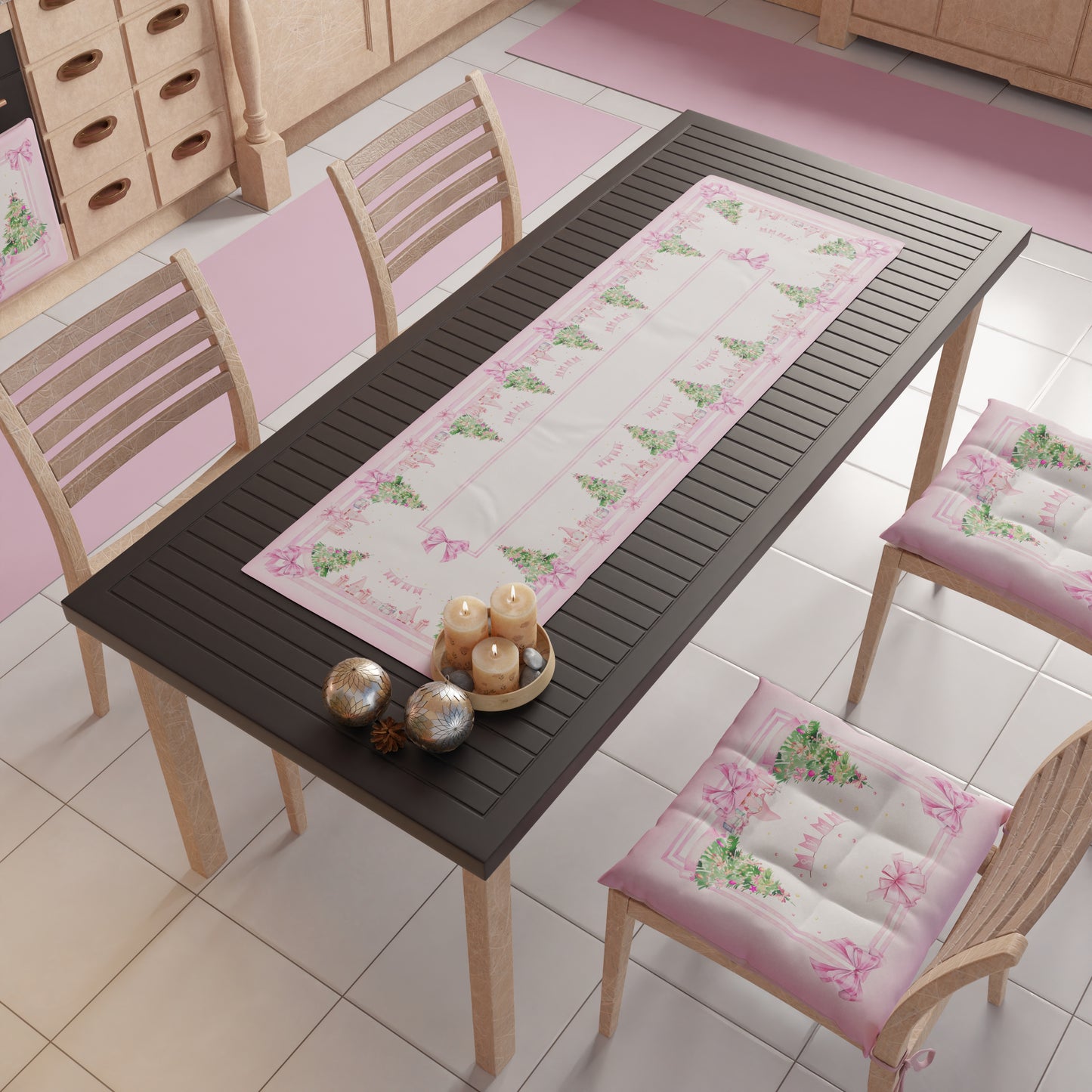 Chemin de table de Noël, chemin de table de Noël, nappe chemin de table de Noël, chemin de table de cuisine Gnome Rose