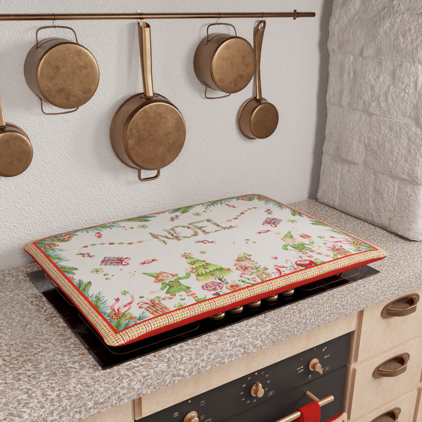 Housse de plaque de cuisson de Noël pour cuisine en impression numérique Noel