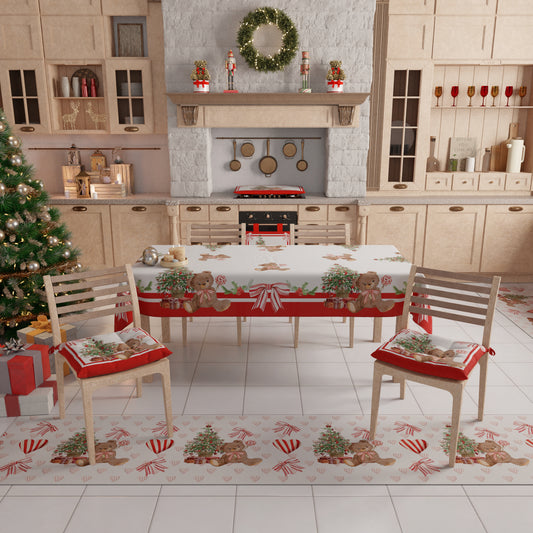 Tappeto Cucina Natalizio Antiscivolo Passatoia Natalizia Cucina lavabile, Orsetto