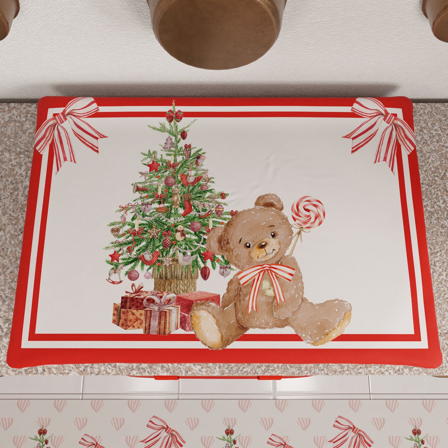 Housse de plaque de cuisson de Noël pour cuisine en impression numérique Ours