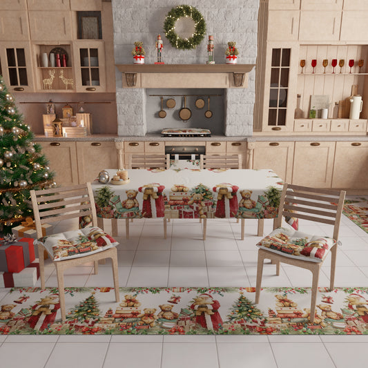 Tapis de Cuisine de Noël Antidérapant Coureur de Noël Lavable Sweet Santa