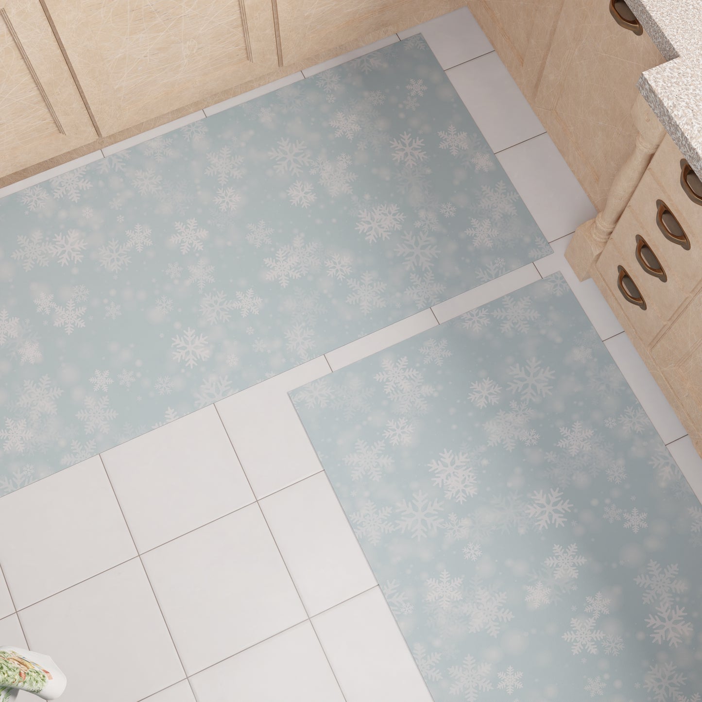 Tapis de cuisine de Noël antidérapant Tapis de cuisine de Noël lavable Neige
