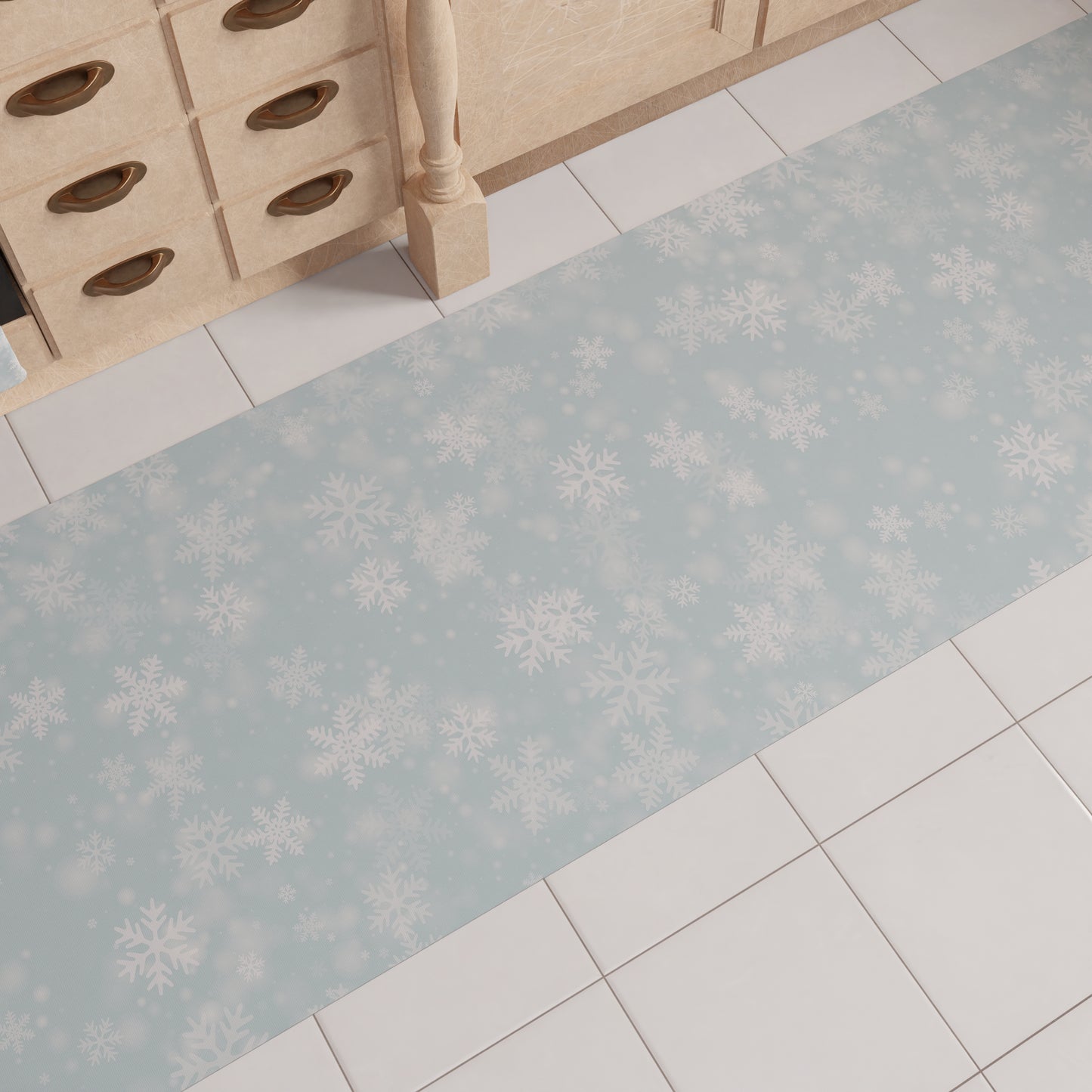 Tapis de cuisine de Noël antidérapant Tapis de cuisine de Noël lavable Neige