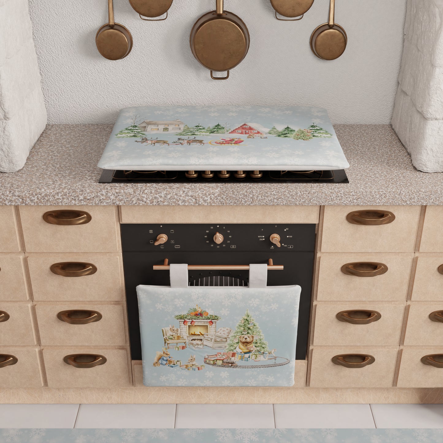 Copriforno Natalizio per Cucina in Stampa Digitale Snow