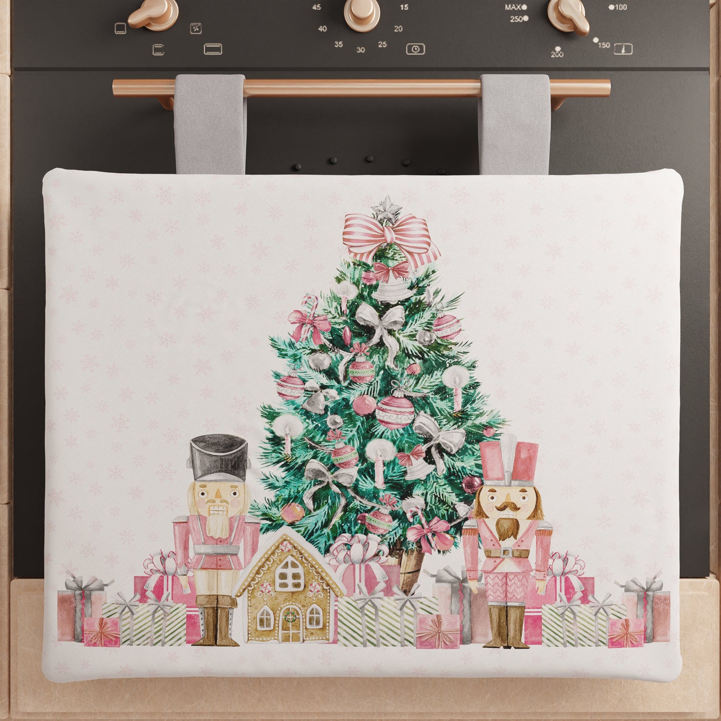 Housse de four de Noël pour cuisine en impression numérique Soldats de plomb roses