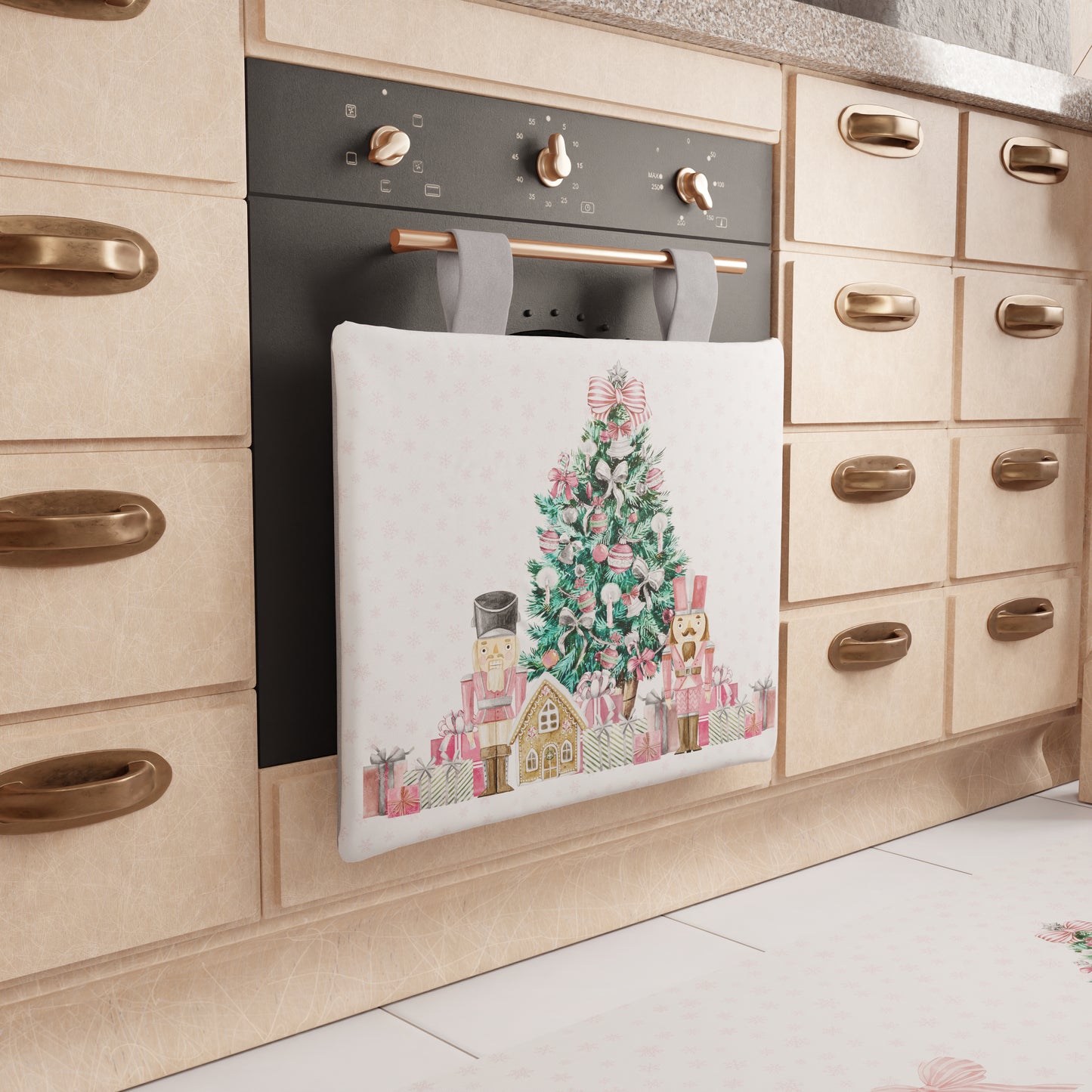 Housse de four de Noël pour cuisine en impression numérique Soldats de plomb roses