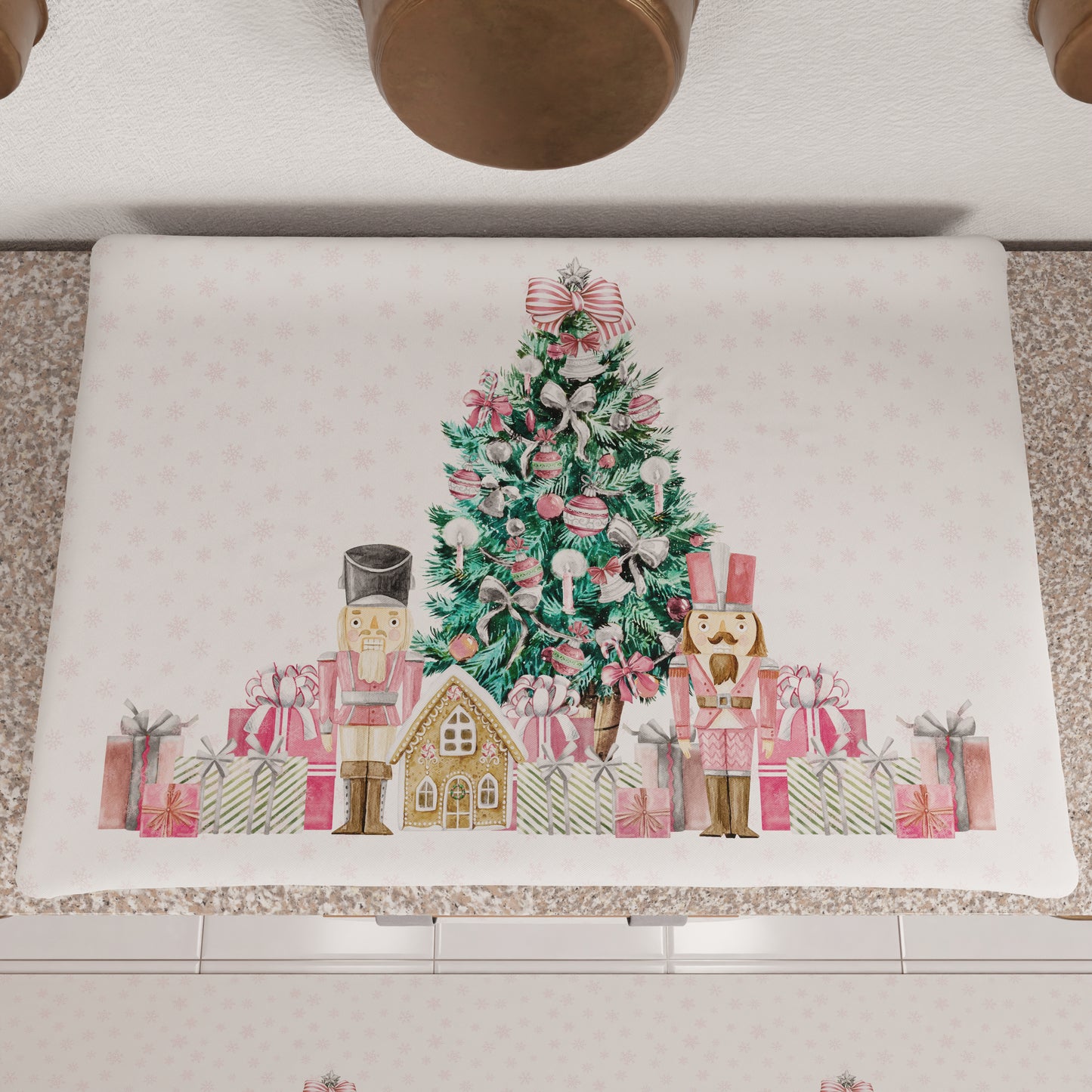 Housse de plaque de cuisson de Noël pour cuisine en impression numérique Soldats de plomb roses