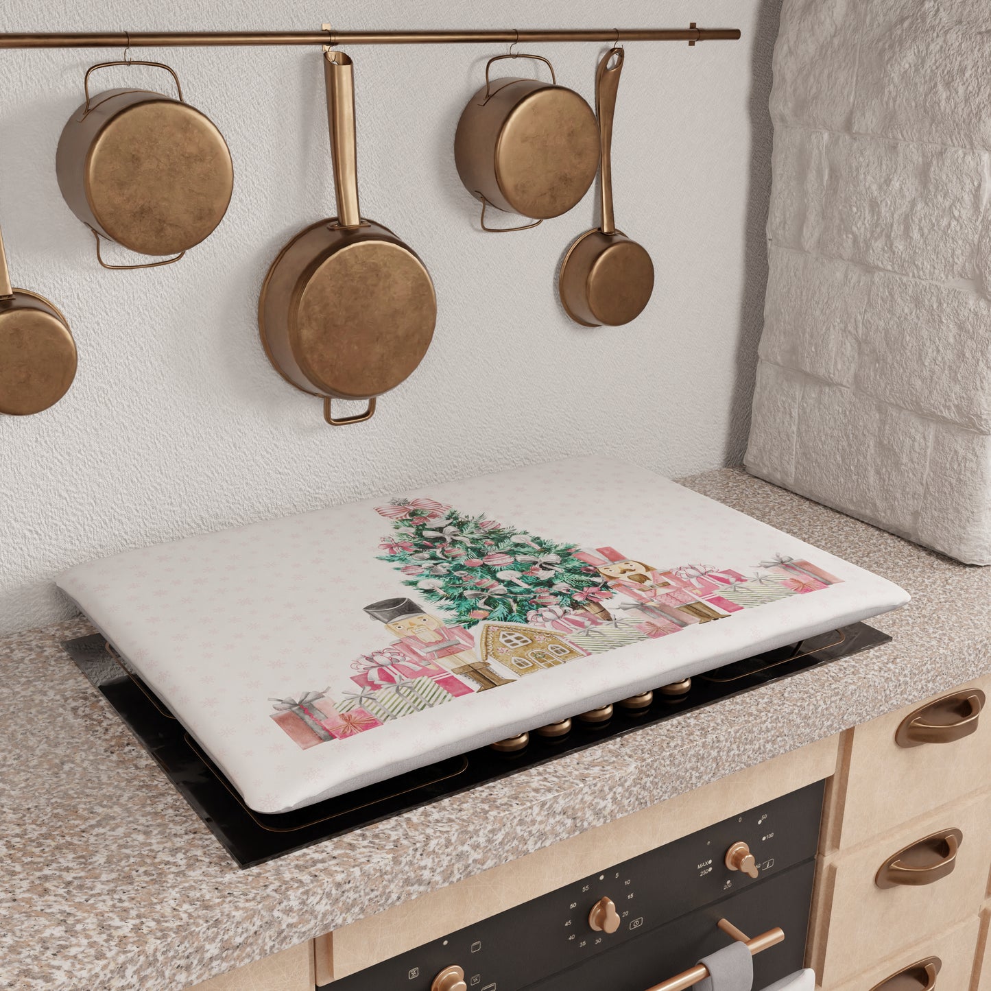 Housse de plaque de cuisson de Noël pour cuisine en impression numérique Soldats de plomb roses