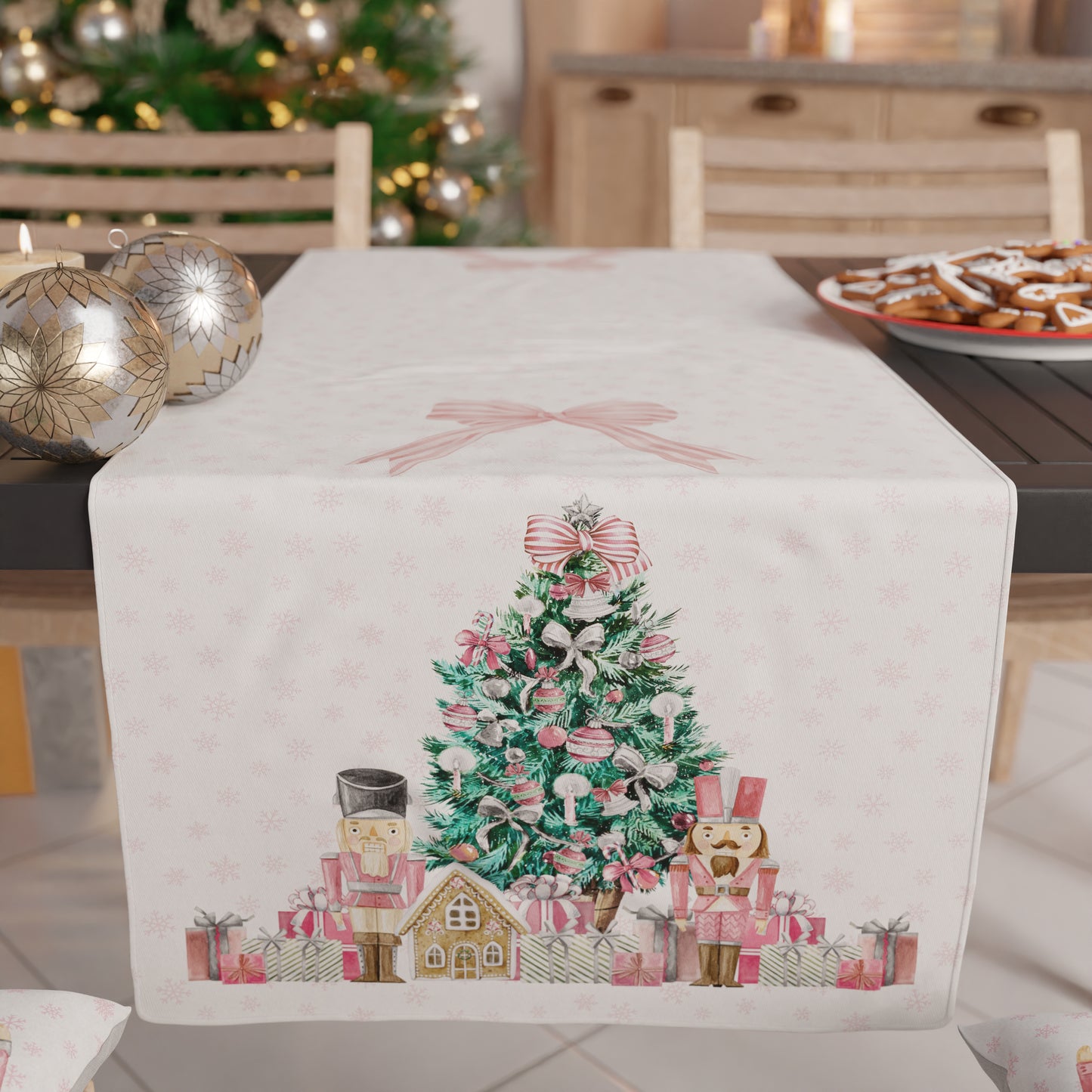 Chemin de Table de Noël, Nappe Chemin de Noël, Chemin de Cuisine Soldats Rose