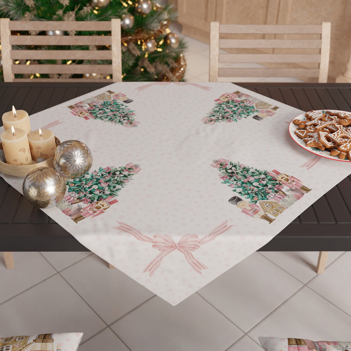 Christmas Centerpiece for Kitchen in Digital Print Pink Soldiers