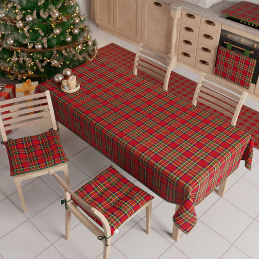 Tovaglia Natalizia, Tovaglia da tavola Antimacchia, Copritavolo da Cucina Tartan, Fantasia Scozzese