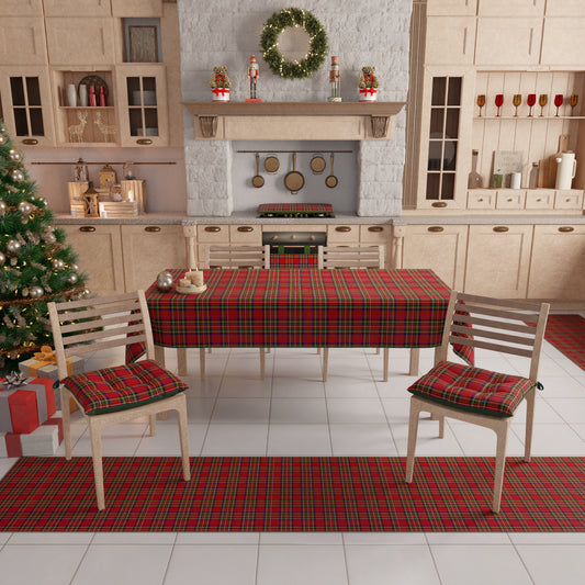 Tovaglia Natalizia, Tovaglia da tavola Antimacchia, Copritavolo da Cucina Tartan, Fantasia Scozzese