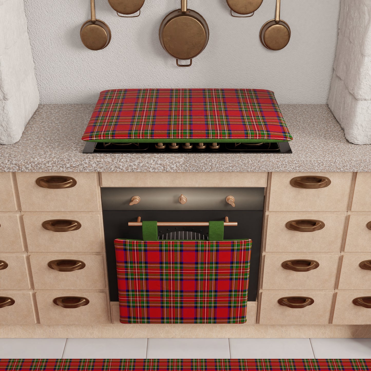 Copriforno Natalizio per Cucina in Stampa Digitale Tartan, Fantasia Scozzese