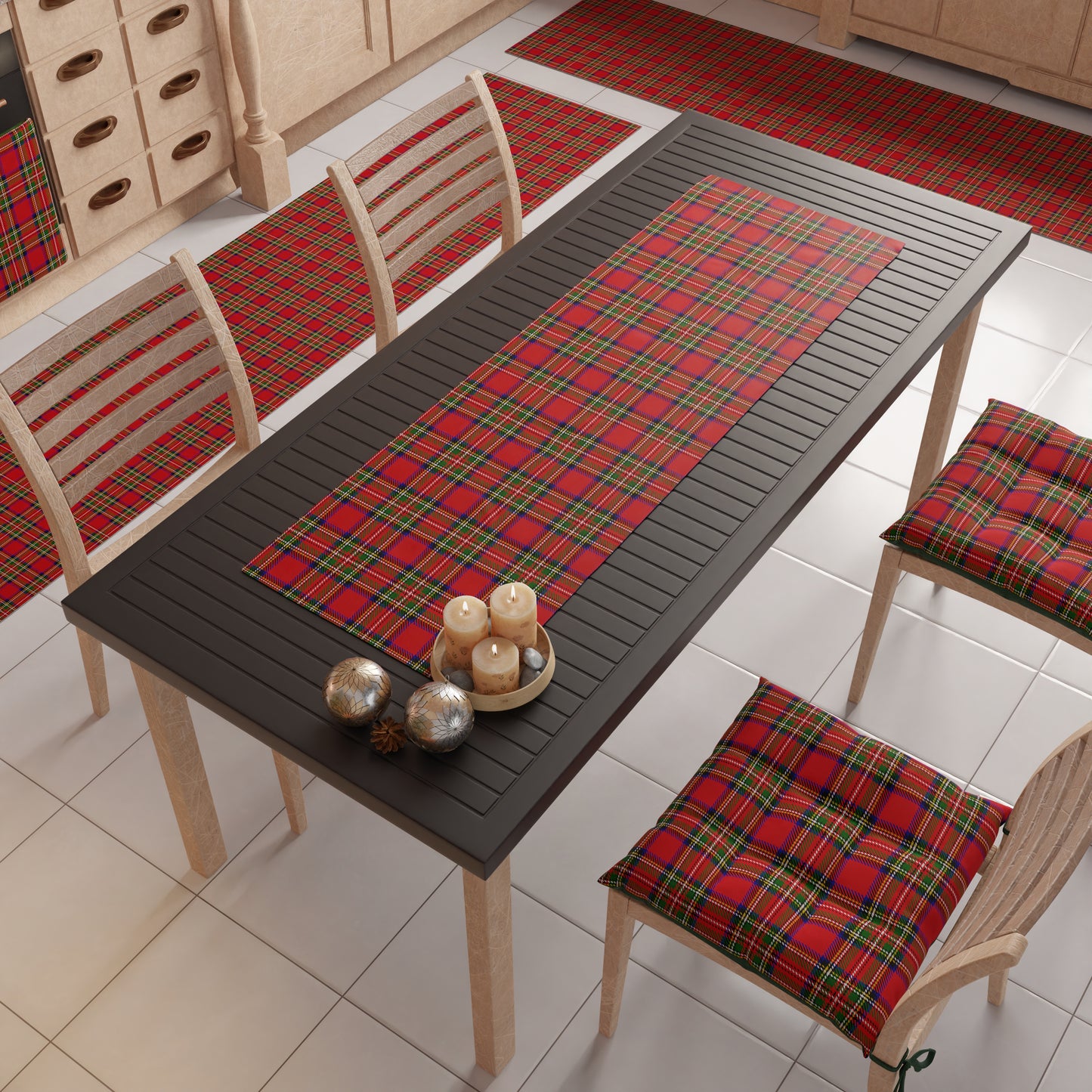 Chemin de table de Noël, chemin de table de Noël, nappe chemin de table de Noël, chemin de table de cuisine Tartan, motif écossais