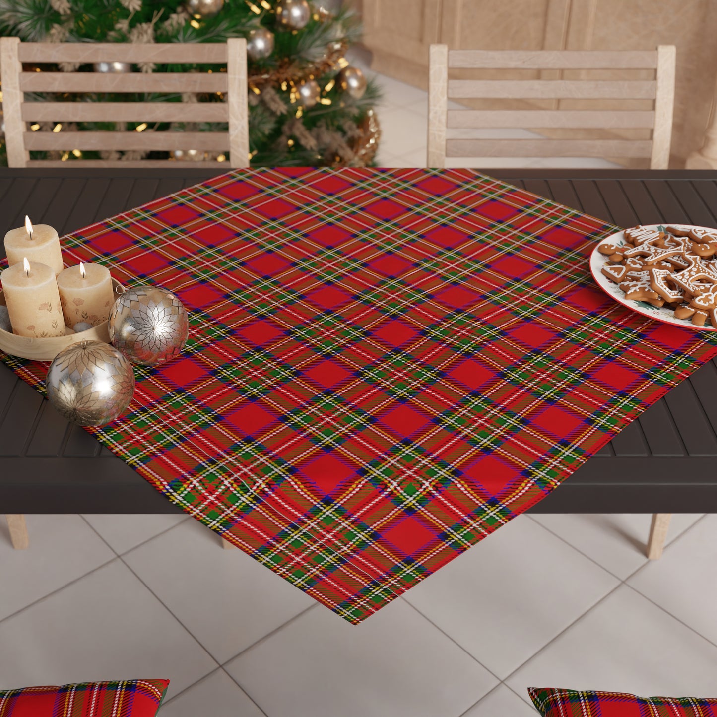 Centre de table de Noël pour cuisine en impression numérique Tartan, motif écossais