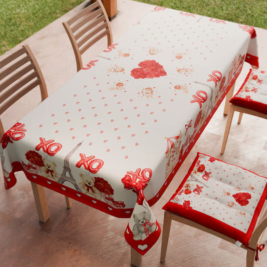 Tovaglia di San Valentino da tavola Antimacchia, Copritavolo per San Valentino da Cucina Amour
