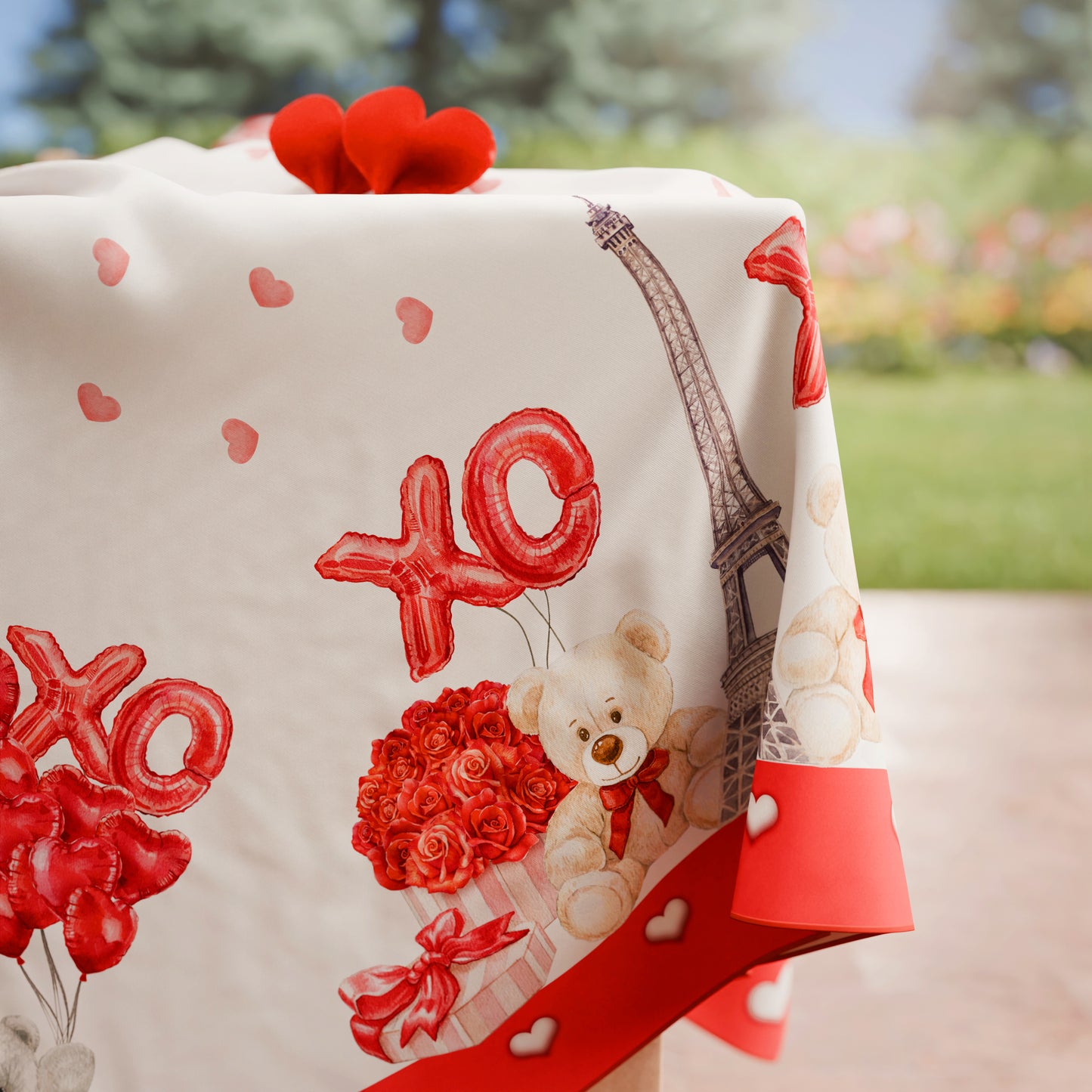 Tovaglia di San Valentino da tavola Antimacchia, Copritavolo per San Valentino da Cucina Amour