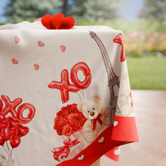 Tovaglia di San Valentino da tavola Antimacchia, Copritavolo per San Valentino da Cucina Amour