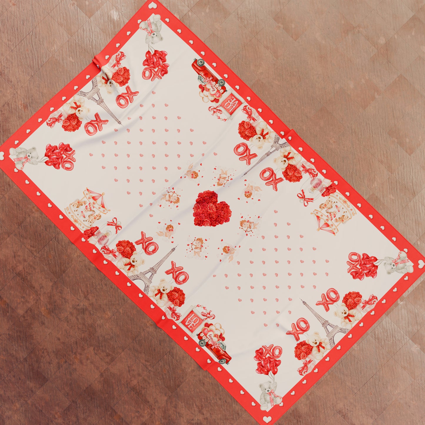 Tovaglia di San Valentino da tavola Antimacchia, Copritavolo per San Valentino da Cucina Amour