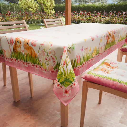 Tovaglia Pasquale da Tavola Antimacchia, Copritavolo Pasqua da Cucina Flora