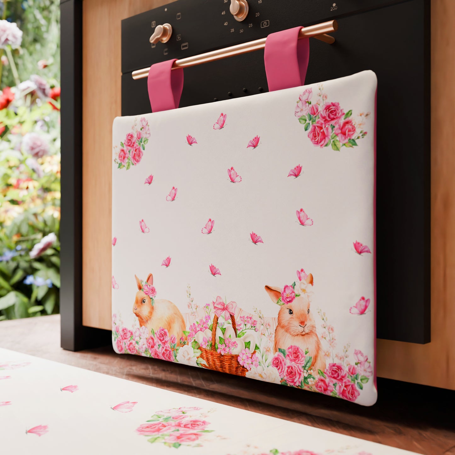 Housse de four de Pâques pour cuisine en impression numérique Lapin Rose 1 pièce