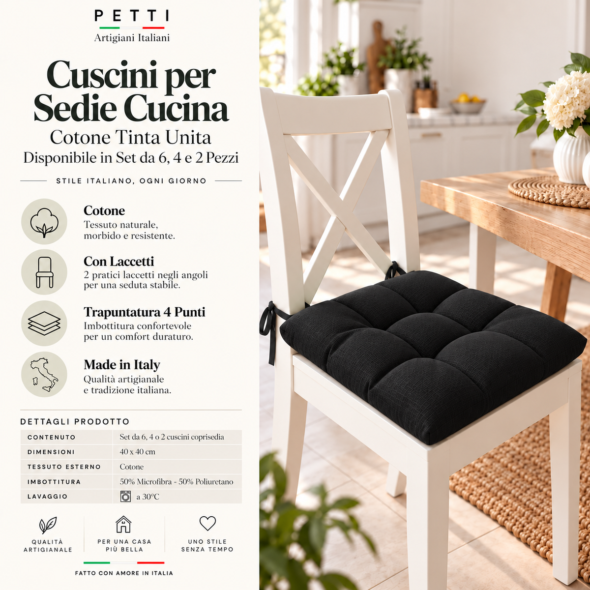 Coussins pour Chaises de Cuisine, Couvre-Chaises 6 Pièces Noires