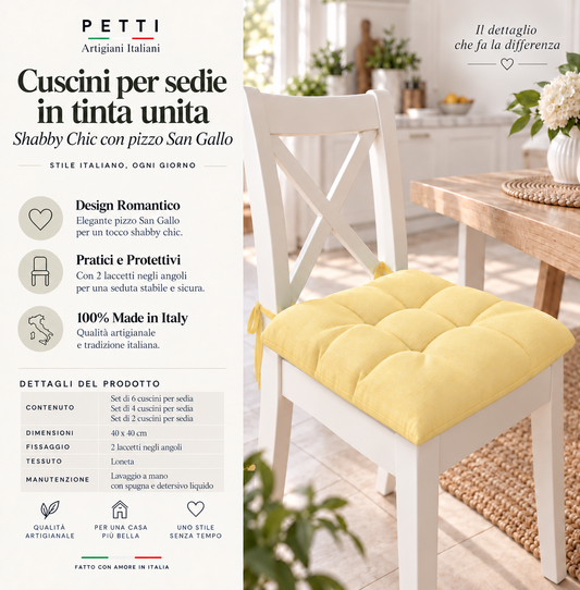 Coussins pour Chaises Housse de Chaise Shabby Chic Uni Jaune