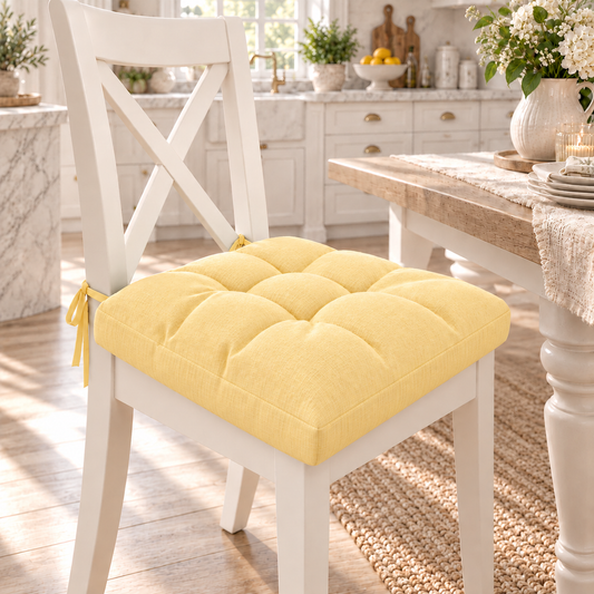 Coussins pour Chaises Housse de Chaise Shabby Chic Uni Jaune