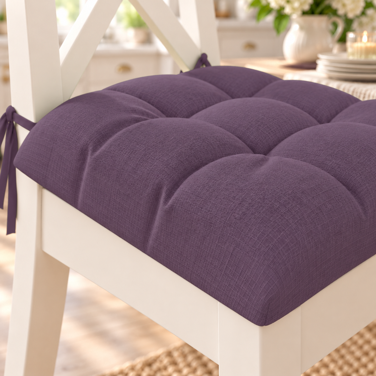 Coussins pour Chaises Housse de Chaise Shabby Chic Uni Mauve