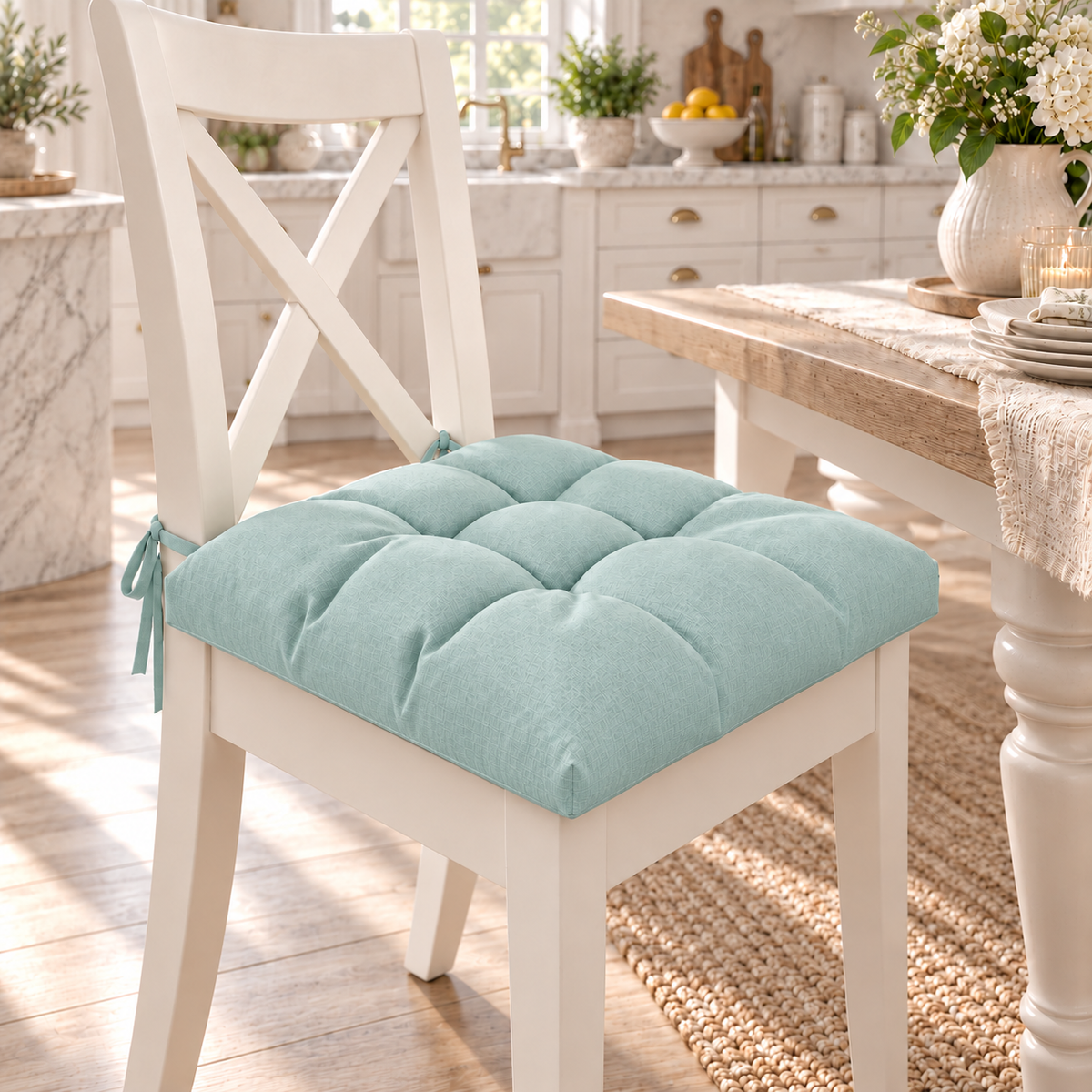 Cushions for Chairs Solid Color Shabby Chic Chair Cover Aqua Green 