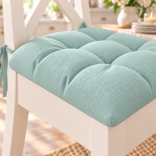 Coussins pour chaises Housse de chaise Shabby Chic uni vert d'eau
