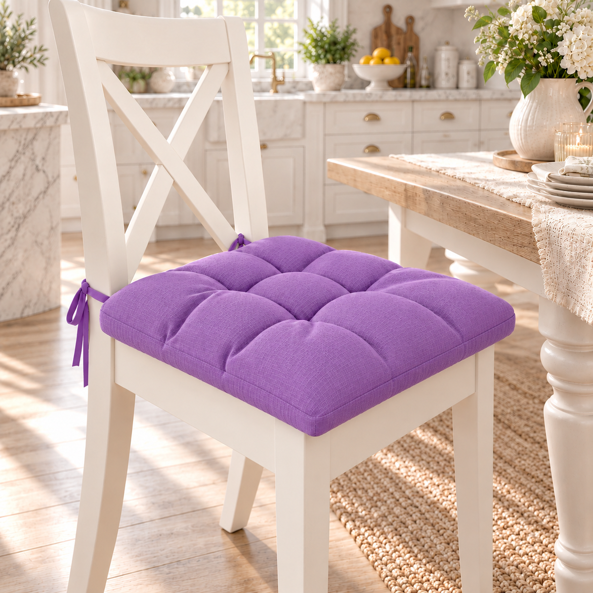 Coussins pour chaises housses de chaise Shabby Chic uni lilas