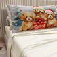 Draps de Noël en coton, parure de lit avec taies d'oreiller en impression numérique Chien