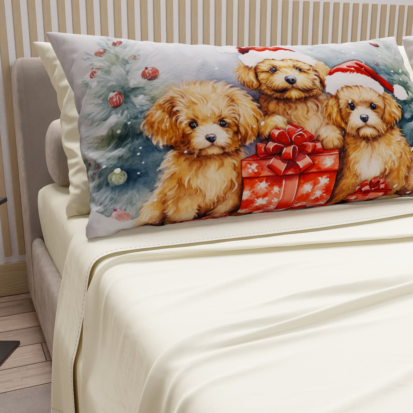 Draps de Noël en coton, parure de lit avec taies d'oreiller en impression numérique Chien